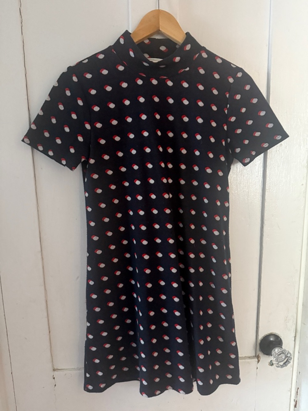 BCBGeneration Navy Dress with Red and White Dot Print